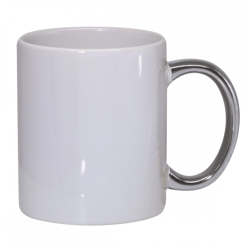 CODE 2857 11oz PLATED CERAMIC SUBLIMATION MUG WITH GOLD OR SILVER HANDLE